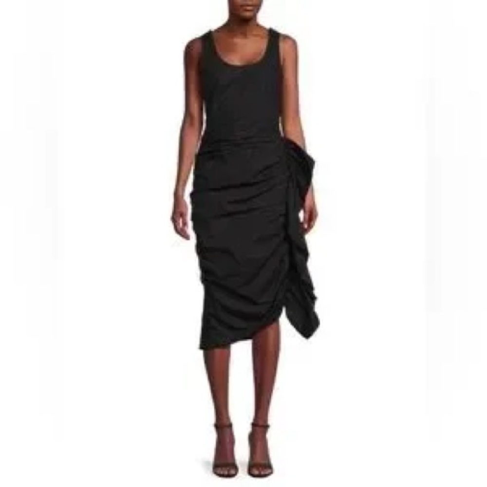 NWT Rhode Black Elsie Ruched Cotton Tank Dress Sz 0